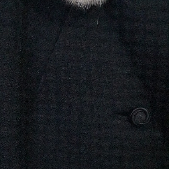 Vintage Black Wool Coat with Real Fur Collar, S, Luxury Made in England - Picture 9 of 9